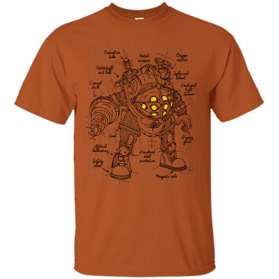 t shirts big daddy plan t shirt texas orange s 2881000734780 - Bioshock Merch