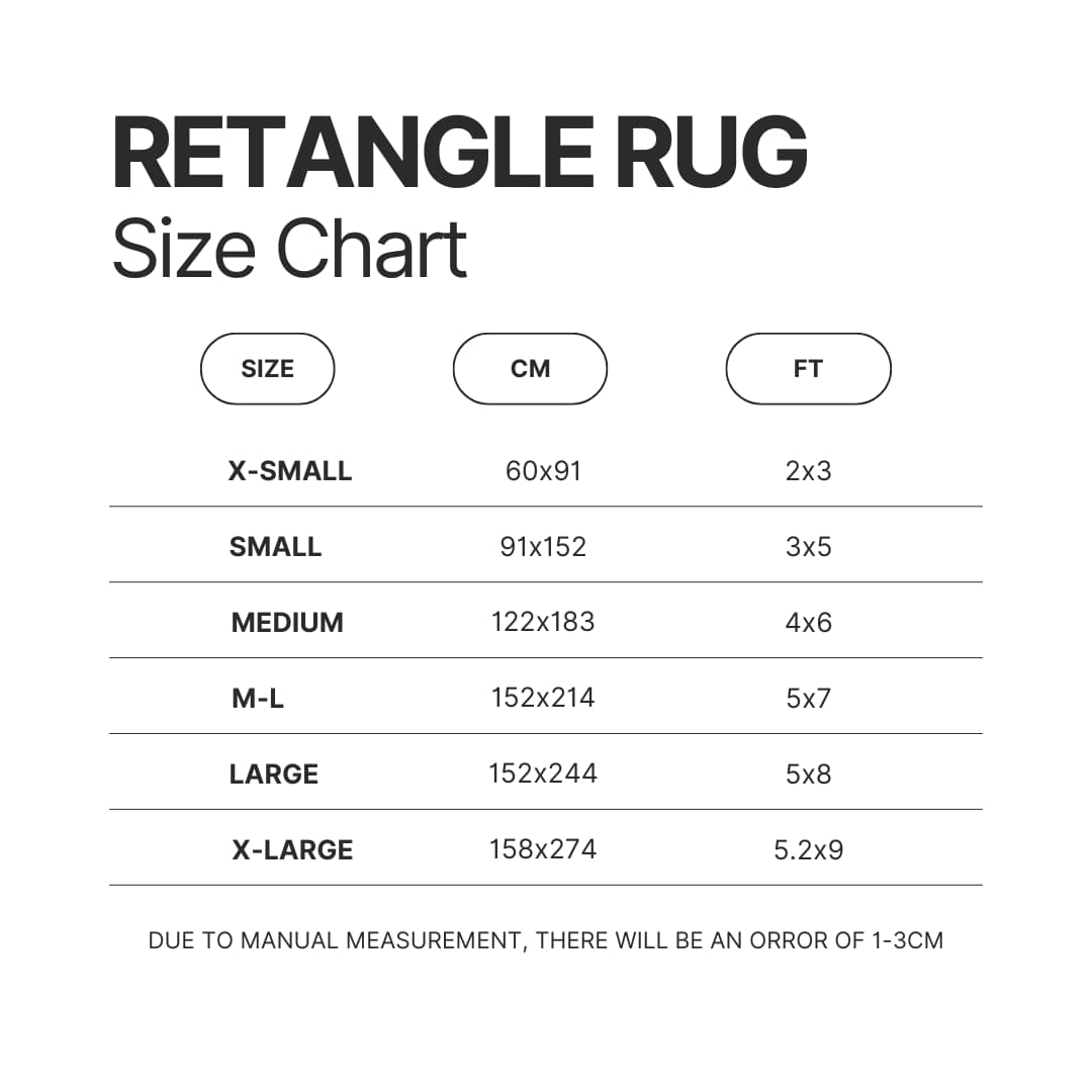 Retangle Rug Size Chart - Bioshock Merch